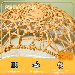 Rottinkinen kissanpeti korotettu kissanluola tyynyllä Ø45 x 57 cm ruskea