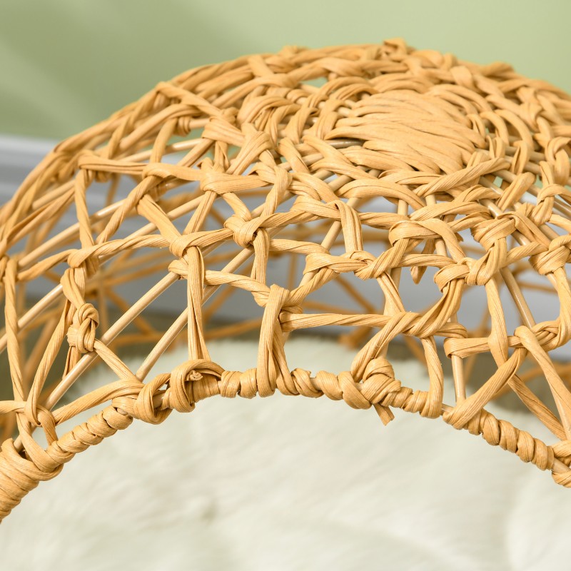 Rottinkinen kissanpeti korotettu kissanluola tyynyllä Ø45 x 57 cm ruskea