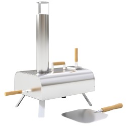 Ulkokäyttöön pizzauuni puupelleteille ruostumatonta terästä pizzakivi ja lapio hopea
