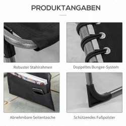 Taitettava aurinkotuoli puutarhaan, teräs ja Oxford-kangas, 188 x 57 x 30 cm, musta