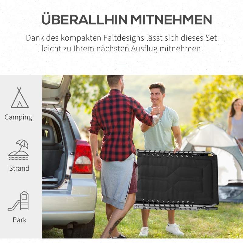 Taitettava aurinkotuoli puutarhaan, teräs ja Oxford-kangas, 188 x 57 x 30 cm, musta