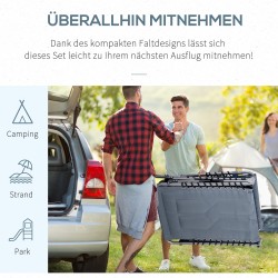 Taitettava puutarhan aurinkotuoli Oxford-kangasta, 5-asentoinen selkänoja, 188 x 57 x 30 cm, harmaa