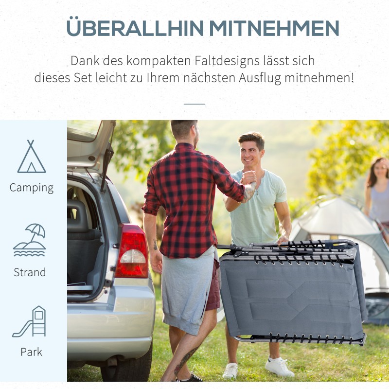 Taitettava puutarhan aurinkotuoli Oxford-kangasta, 5-asentoinen selkänoja, 188 x 57 x 30 cm, harmaa