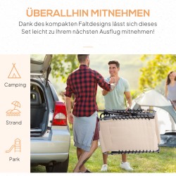 Taitettava aurinkotuoli puutarhaan teräsrunko Oxford-kangas 188 x 57 x 30 cm beige