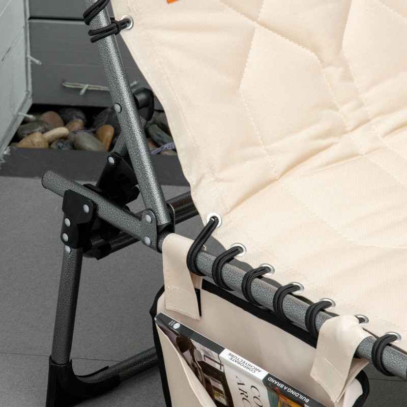 Taitettava aurinkotuoli puutarhaan teräsrunko Oxford-kangas 188 x 57 x 30 cm beige