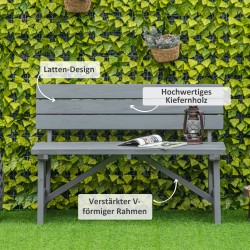 Kahden hengen puinen puutarhapenkki selkänojalla 116 x 56 x 80 cm harmaa