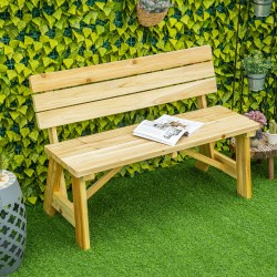 Kahden hengen puinen puutarhapenkki ulkokäyttöön 116 x 56 x 80 cm, kantavuus 220 kg, natur