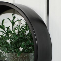 Seinäruukut kasveille, 3 kpl sarja, teräs ja akryyli, musta, pyöreä, sisä- ja ulkokäyttöön