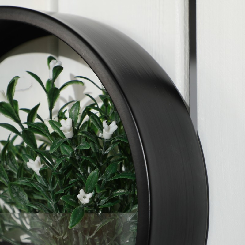 Seinäruukut kasveille, 3 kpl sarja, teräs ja akryyli, musta, pyöreä, sisä- ja ulkokäyttöön