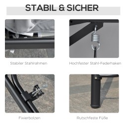 Puutarhakeinu 3 hengelle selkänojan laskutoiminnolla ja säädettävällä katoksella, metalli/polyesteri, harmaa