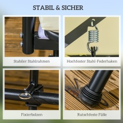 3-hengen pihakeinu lepotasolla, metalli ja polyesteri, 200 x 125 x 170 cm, kermanvalkoinen