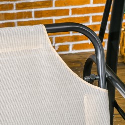 3-hengen pihakeinu lepotasolla, metalli ja polyesteri, 200 x 125 x 170 cm, kermanvalkoinen