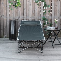 Taitettava retkisänky teräsrungolla 188 x 64,5 x 53 cm, kantavuus 150 kg, harmaa