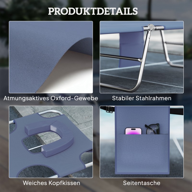 Taitettava ulkolepotuoli kasvoaukolla, oxford-kangas ja teräs, harmaa