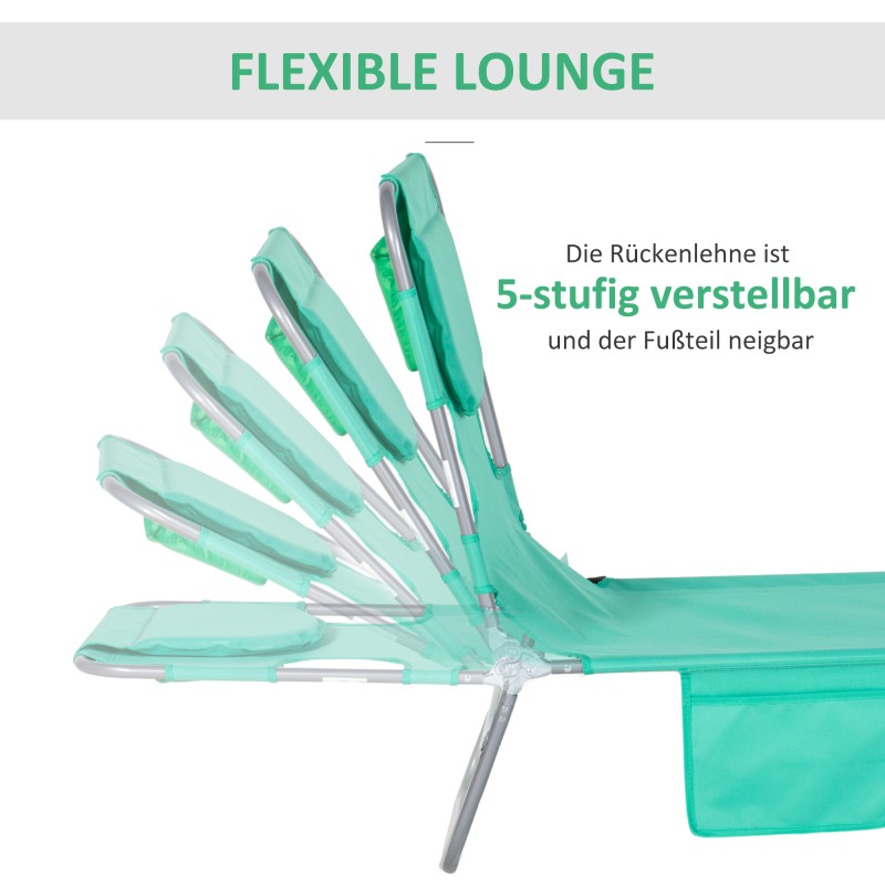 Taitettava puutarhan lepotuoli kasvoaukolla, teräsrunko ja polyesterikangas, vihreä