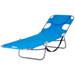 Aurinkotuoli ulkokäyttöön kasvotuella säädettävä selkänoja teräsrunko sininen
