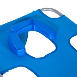 Aurinkotuoli ulkokäyttöön kasvotuella, säädettävä selkänoja, teräsrunko, sininen