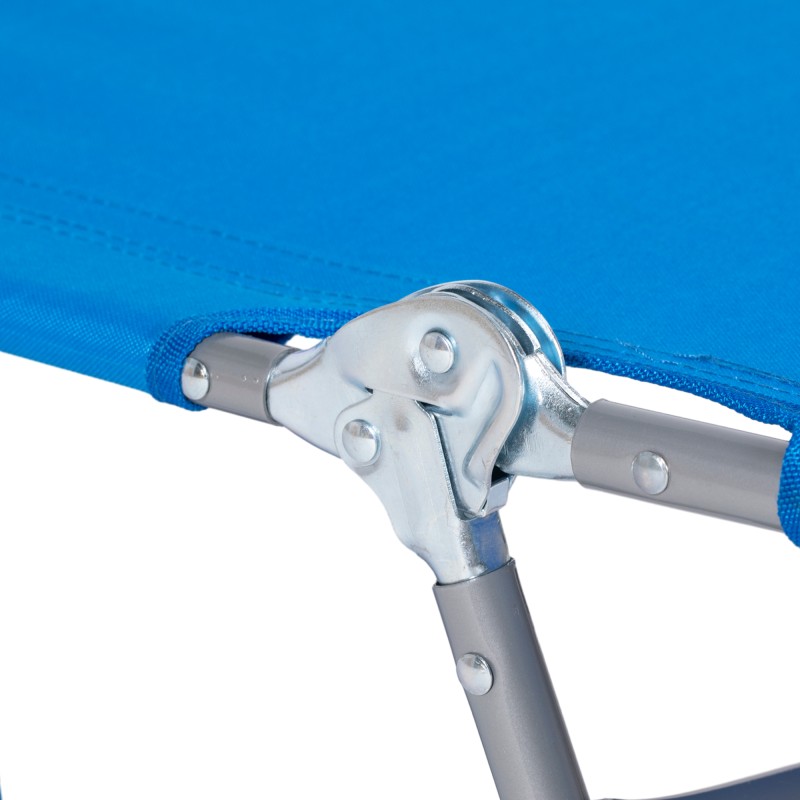 Aurinkotuoli ulkokäyttöön kasvotuella, säädettävä selkänoja, teräsrunko, sininen