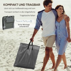 Rantatuolisetti 2 kpl, kokoontaitettava ja säädettävä selkänoja, teräsrunko, 124 x 53 cm, harmaa