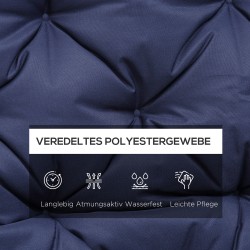 Penkkipehmuste selkänojalla 3 hengelle, polyesteri ja vaahtomuovi, 150 x 98 x 8 cm, tummansininen