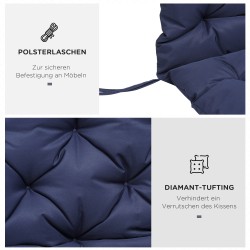 Penkkipehmuste selkänojalla 3 hengelle, polyesteri ja vaahtomuovi, 150 x 98 x 8 cm, tummansininen