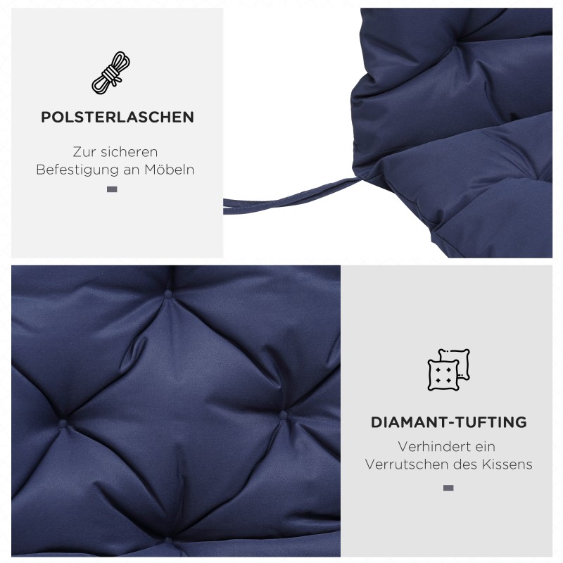 Penkkipehmuste selkänojalla 3 hengelle, polyesteri ja vaahtomuovi, 150 x 98 x 8 cm, tummansininen