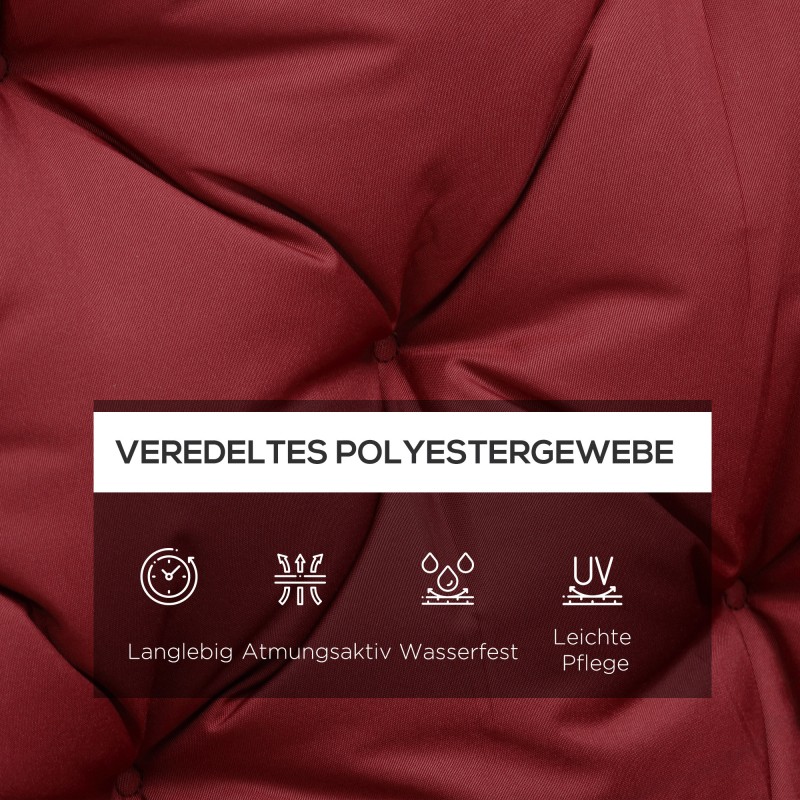 Penkin istuin- ja selkäpehmuste ulkokäyttöön, polyesteri ja vaahtomuovi, 150 x 98 x 8 cm, punainen