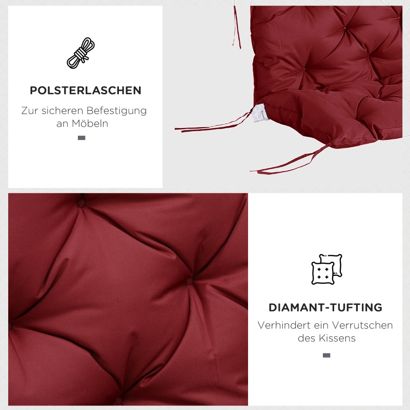 Penkin istuin- ja selkäpehmuste ulkokäyttöön, polyesteri ja vaahtomuovi, 150 x 98 x 8 cm, punainen