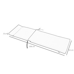 Aurinkotuolin pehmuste polyesteri 196 x 55 x 8 cm tummanharmaa
