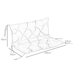 Penkkipehmuste puutarhapenkkiin 3-istuttava 100x98x8 cm polyesteri musta