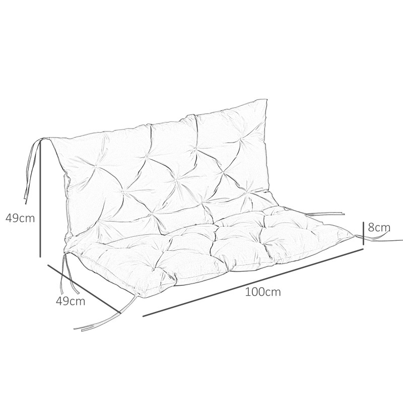 Penkkipehmuste puutarhapenkkiin 3-istuttava 100x98x8 cm polyesteri musta