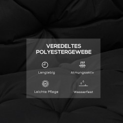 Penkkipehmuste puutarhapenkkiin 3-istuttava 100x98x8 cm polyesteri musta