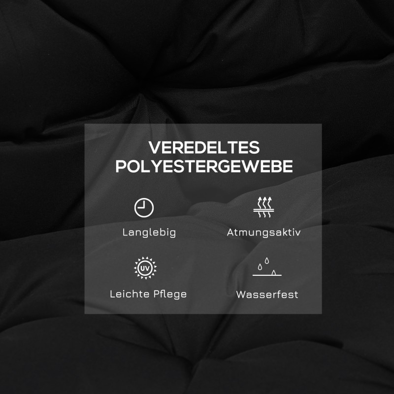 Penkkipehmuste puutarhapenkkiin 3-istuttava 100x98x8 cm polyesteri musta