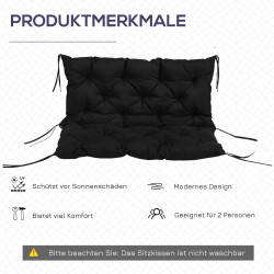 Penkkipehmuste puutarhapenkkiin 3-istuttava 100x98x8 cm polyesteri musta