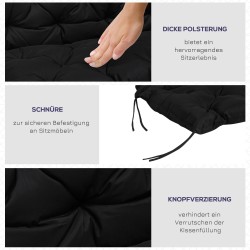 Penkkipehmuste puutarhapenkkiin 3-istuttava 100x98x8 cm polyesteri musta