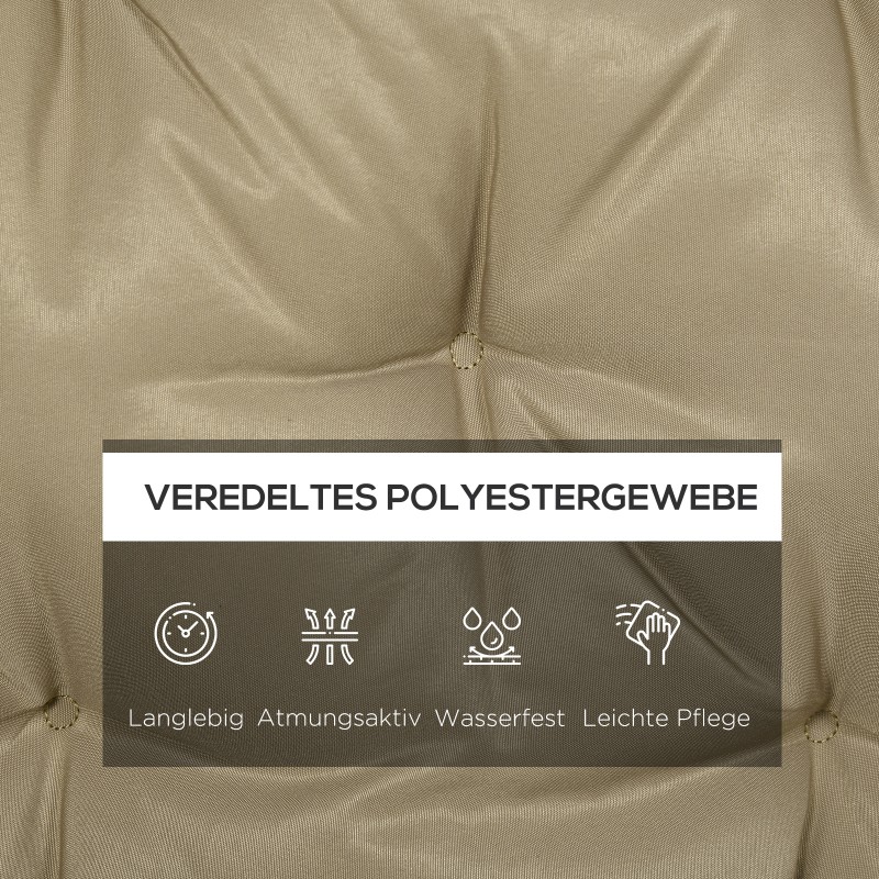 Puutarhapenkki istuinpehmuste 3:lle, polyesteri vaahtotäyte 150x98x8 cm, khaki