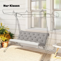 Puutarhapenkkiin istuinpehmuste 3:lle, polyesteri vaahtomuovilla 150x98x8 cm, vaaleanharmaa