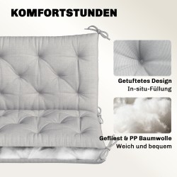 Puutarhapenkkiin istuinpehmuste 3:lle, polyesteri vaahtomuovilla 150x98x8 cm, vaaleanharmaa