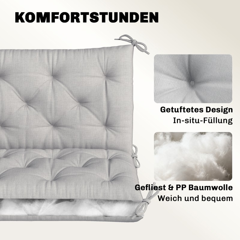 Puutarhapenkkiin istuinpehmuste 3:lle, polyesteri vaahtomuovilla 150x98x8 cm, vaaleanharmaa