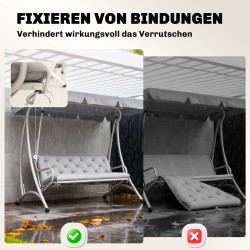 Puutarhapenkkiin istuinpehmuste 3:lle, polyesteri vaahtomuovilla 150x98x8 cm, vaaleanharmaa