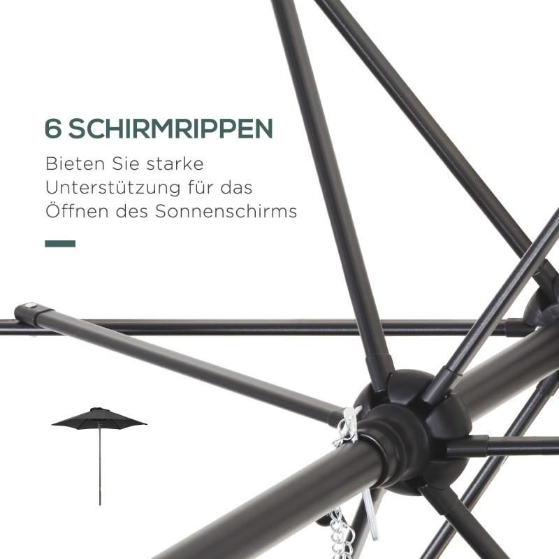 Aurinkovarjo ulkokäyttöön Ø196 cm kuusikulmainen alumiinirunko musta