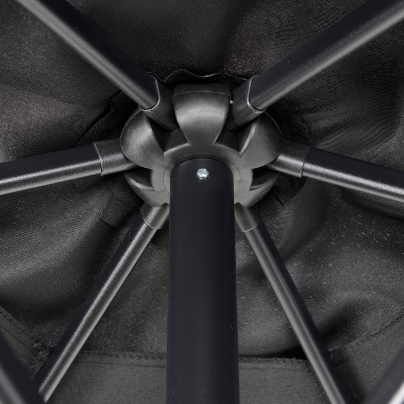 Aurinkovarjo ulkokäyttöön Ø196 cm kuusikulmainen alumiinirunko musta