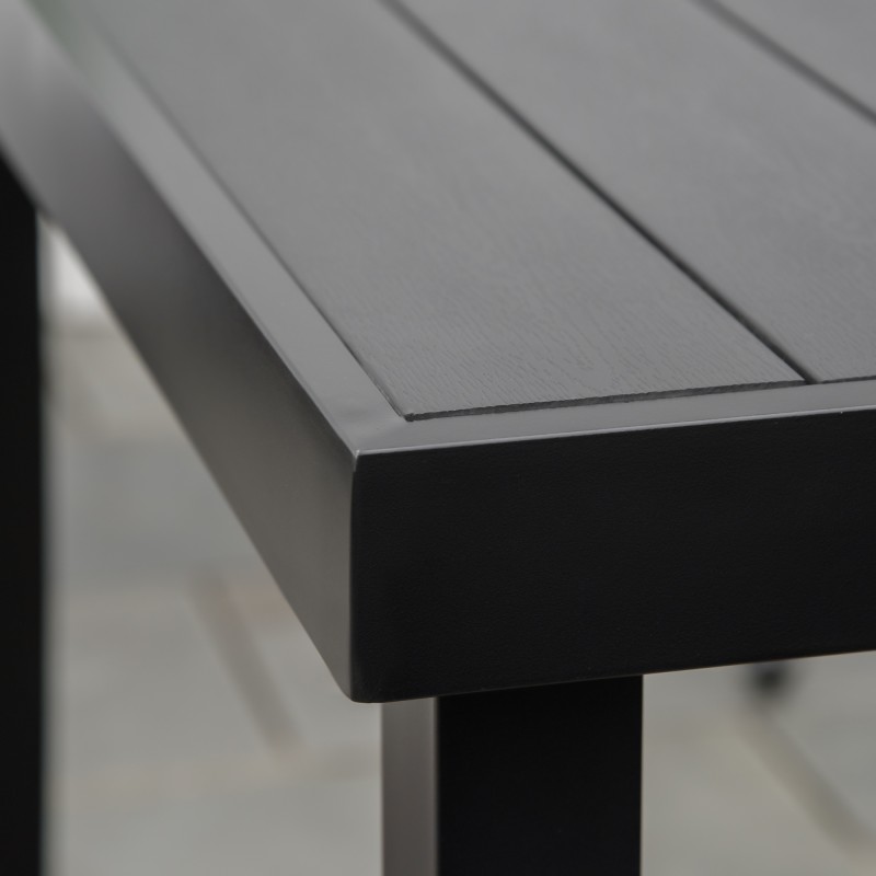 Ulkoruokapöytä 6 hengelle alumiini ja muovi 140 x 90 x 74 cm musta