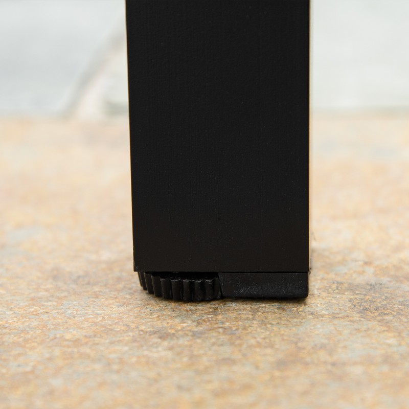 Ulkopöytä 6 hengelle alumiinirunko ja muovikansi 140 x 90 x 74 cm luonnon sävy/musta