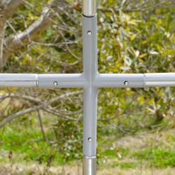 Ulkotarha pieneläimille, kanien ja kanojen aitaukseen, teräsrunko ja Oxford-kangaskate, 280 x 190 x 197 cm, silver