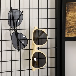 Naulakko penkillä ja säilytyshyllyillä, teollinen tyyli, muistitaulu ja kangastasku, 100 x 40 x 185 cm, musta/ruskea