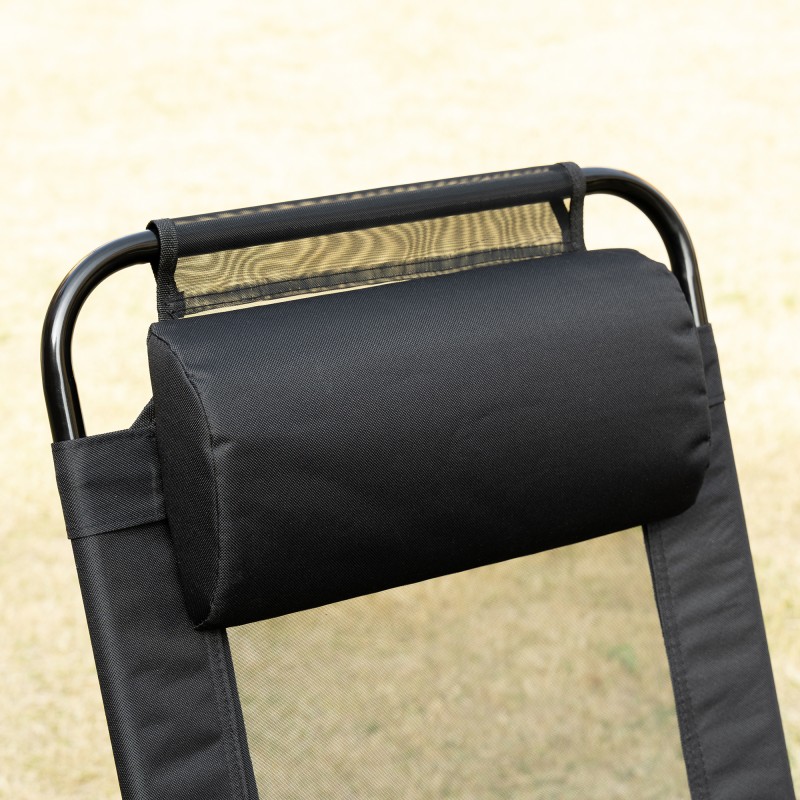 Taittotuoli ulkokäyttöön 2 kpl, säädettävä selkänoja, teräsrunko, säänkestävä kangas, musta