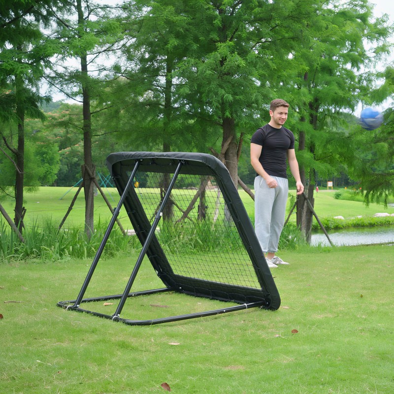 Jalkapallon rebounder - säädettävä harjoitteluseinä, metalli/PE, 128 x 118 cm, musta