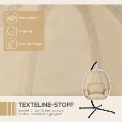 Riippunoja jalustalla sisä- ja ulkokäyttöön, metalli, 125 x 95 x 170 cm, khaki/musta