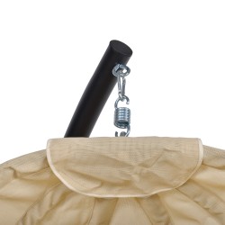 Riippunoja jalustalla sisä- ja ulkokäyttöön, metalli, 125 x 95 x 170 cm, khaki/musta